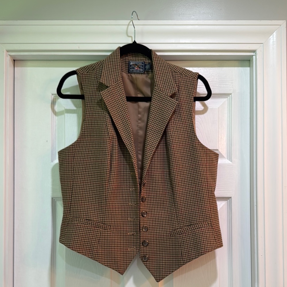 American Living Brown Vest Classic V-Neck Tailored